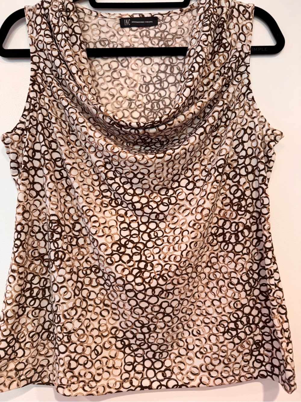 INC International Concepts Sleeveless Cowl Neck Top - Beige & Brown